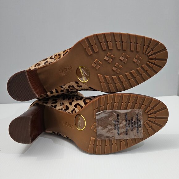 NEW Lauren Ralph Lauren Mylah Ankle Bootie 9.5 Leopard Print Calf Hair Heeled - Picture 12 of 15